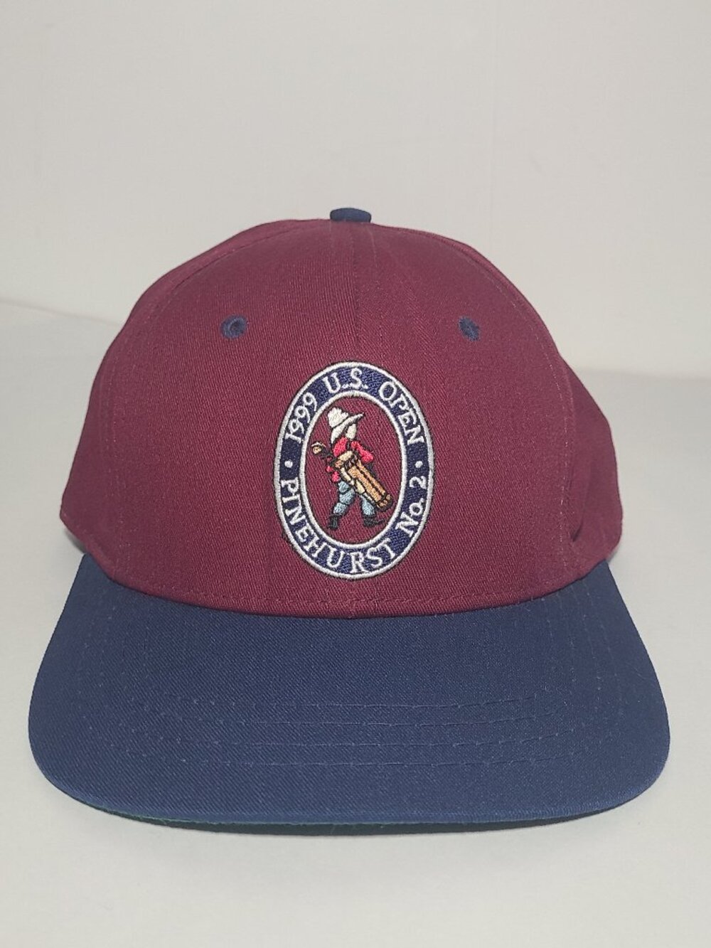 Vintage US Open 1999 Pinehurst No. 2 Leather Strap Red/Blue Embroidered Hat/Cap